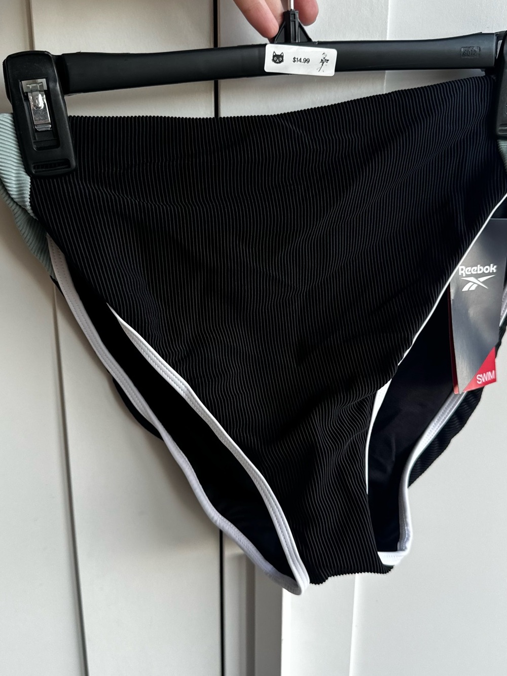 Reebok Men’s Black Ribbed Briefs with White Trim